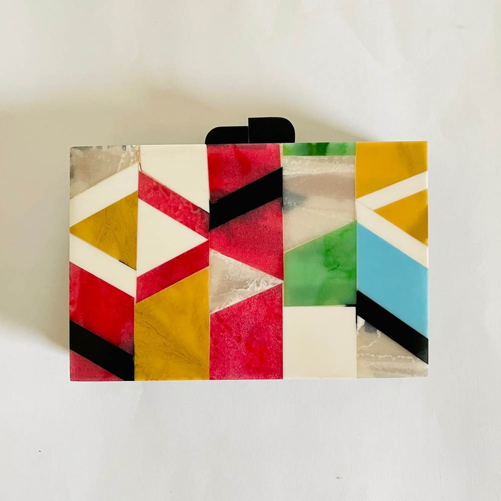Colorful Resin Wood Clutch